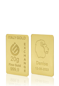 Lingotto Oro 24Kt da 20 gr. segno zodiacale Leone  - Idea Regalo Segni Zodiacali - IGE: Italy Gold Exchange